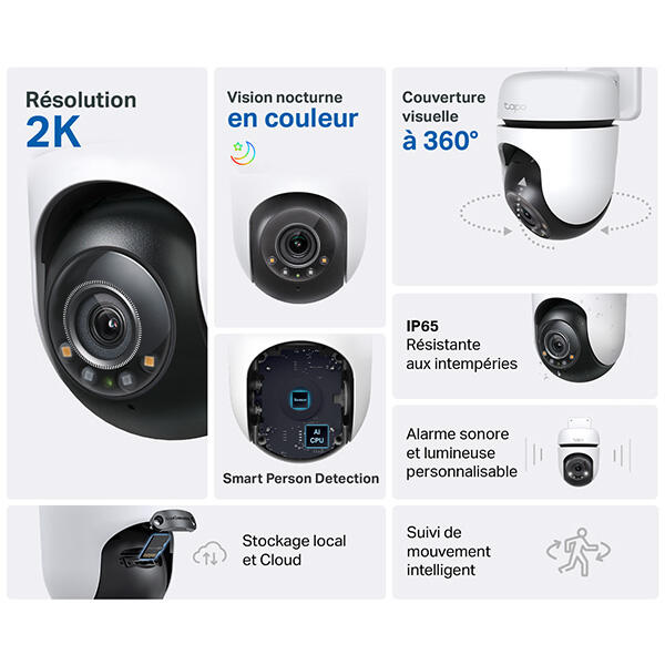 Caméra de vidéosurveillance filaire extérieure motorisé TC 41 TP-LINK/TAPO blanc - 2