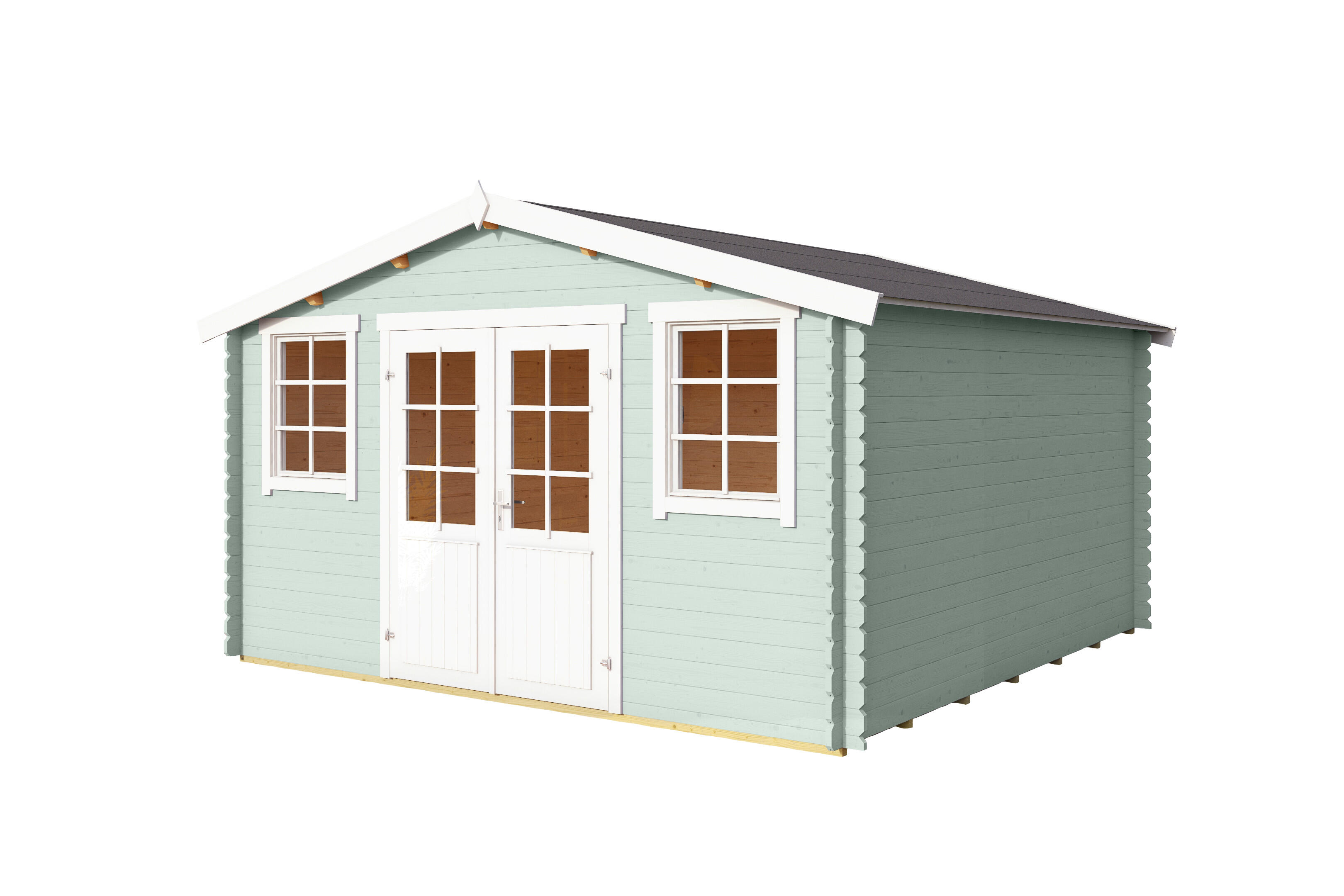 caseta de madera wels 4dt de 425x245x410 cm y 1742 m2 con 28 mm espesor y doble puerta abatible lasita maja