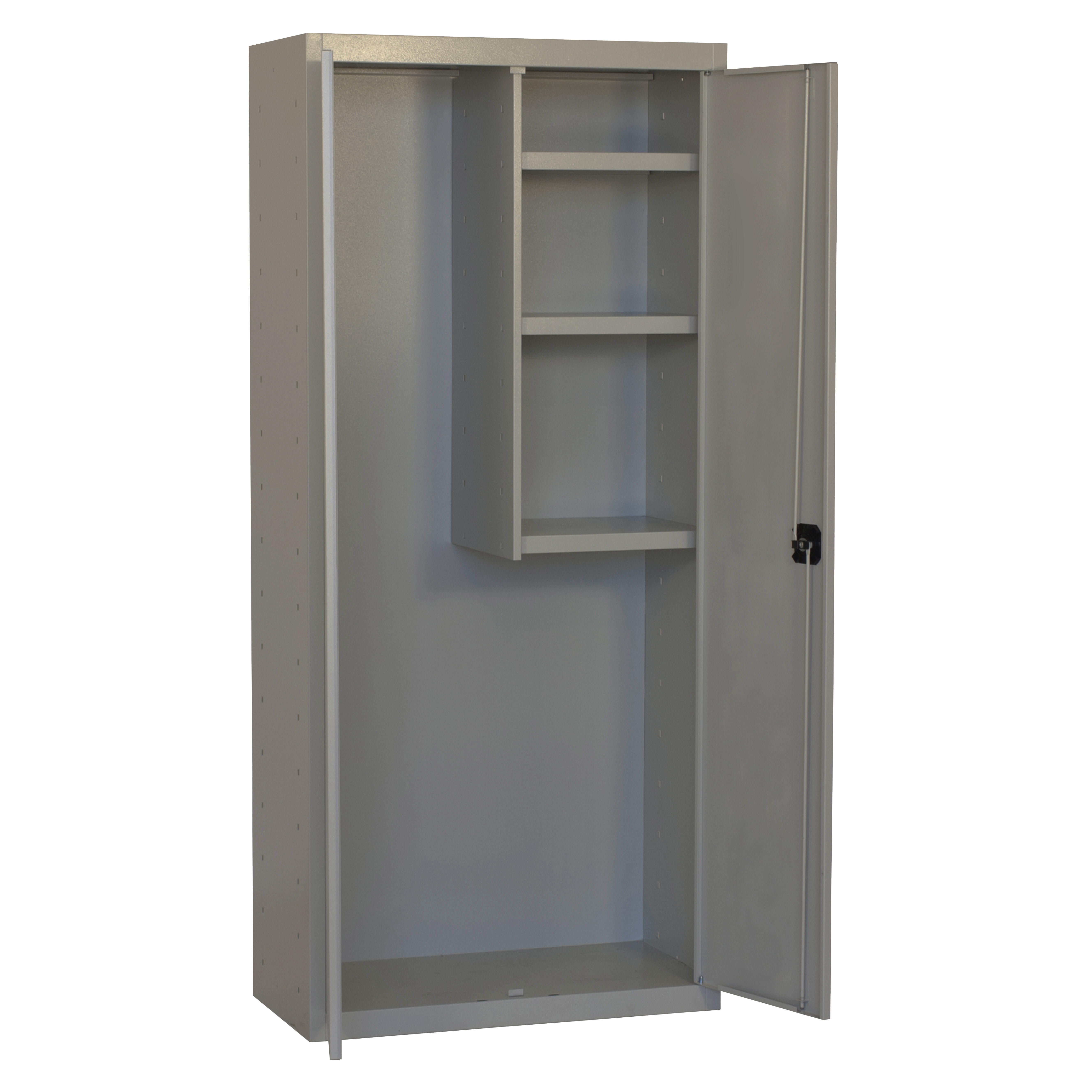 Armario escobero de acero 60x180x40 cm color gris oscuro 2 puertas
