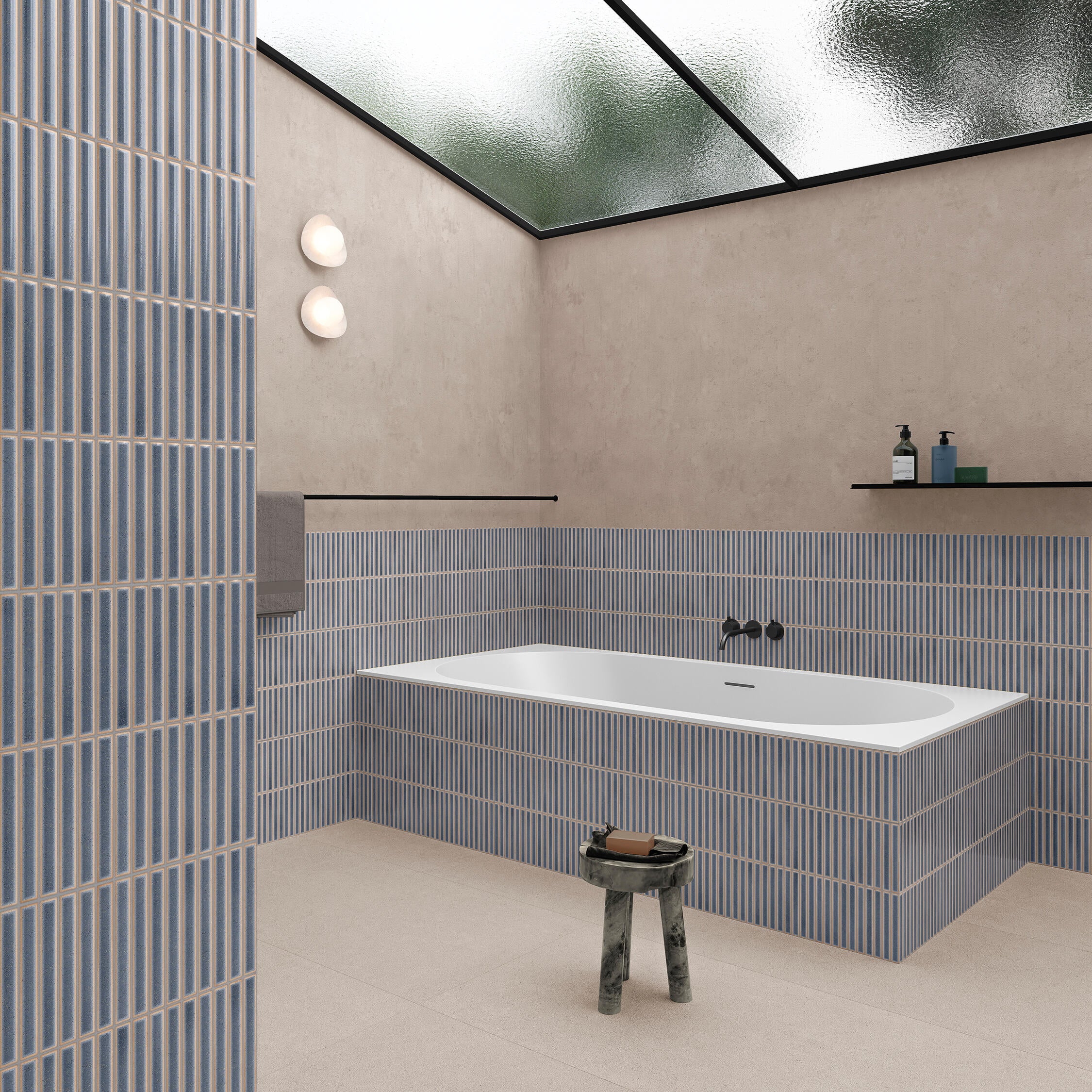 Azulejo porcelánico deco pottery efecto relieve navy 32x62.5 cm
