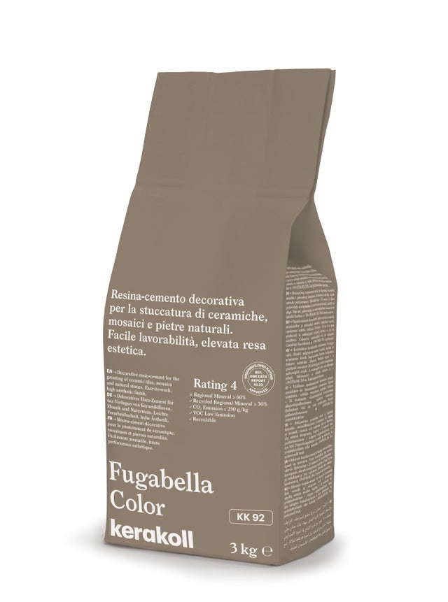Stucco per fughe piastrelle KERAKOLL Fugabella Color KK 92, 3 kg grigio