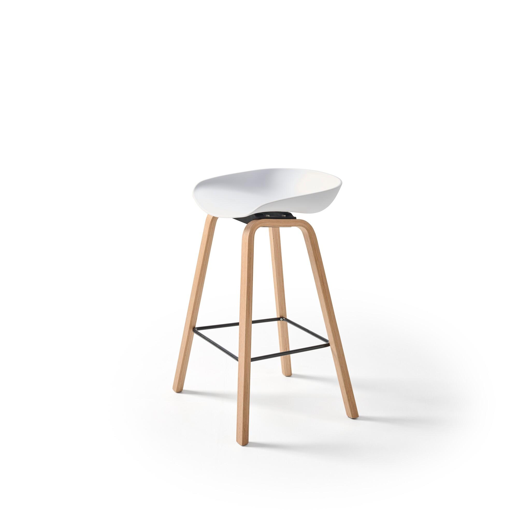 Pack x2 taburetesTurin armazón roble natural asiento blanco - 4
