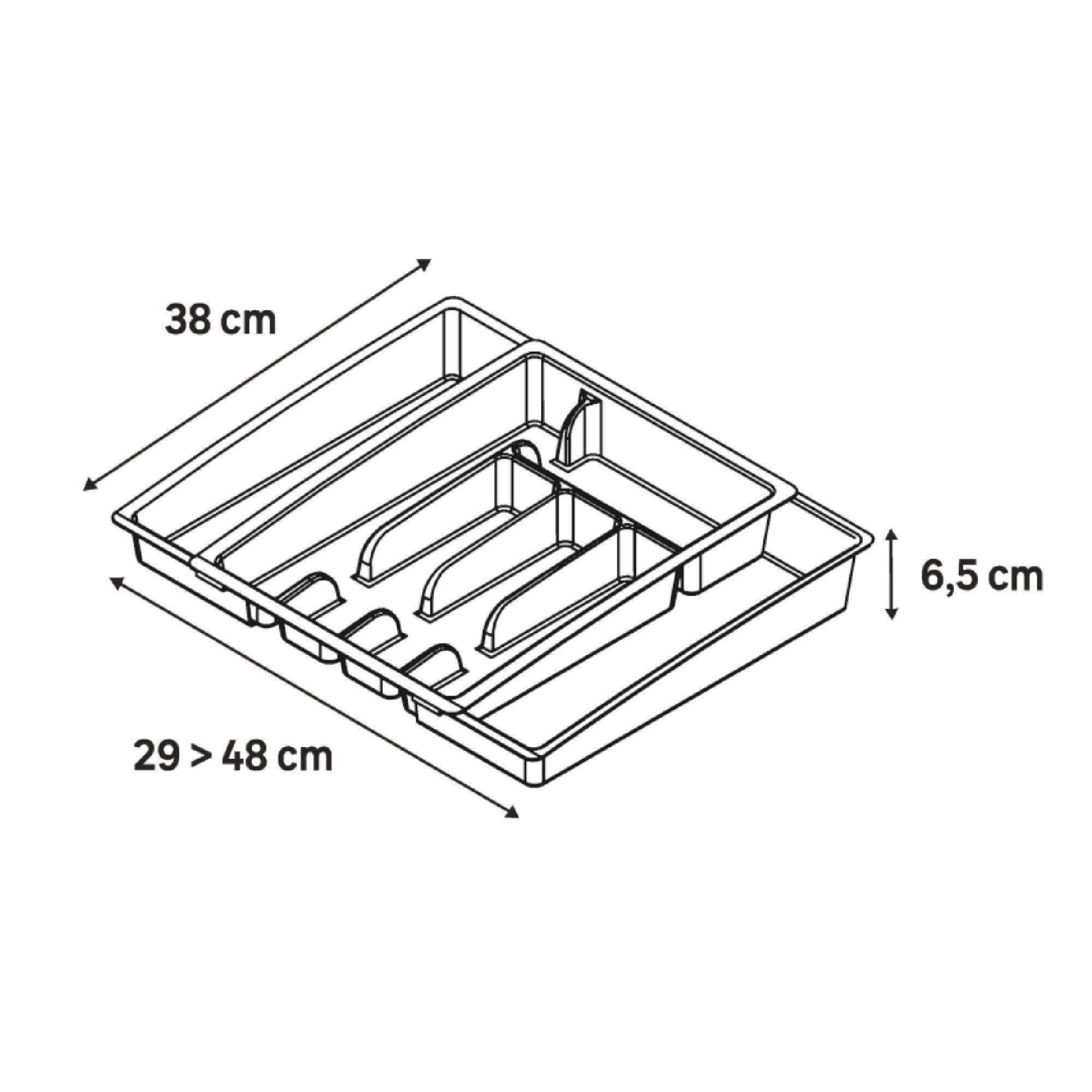 Cubertero de plástico antracita 48 x 6,5 x 38 cm Leroy Merlin
