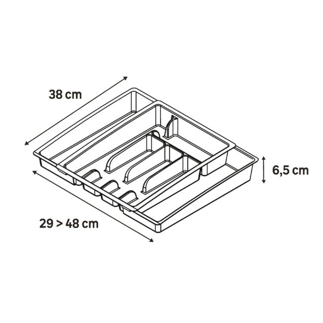 Cubertero de plástico antracita 48 x 6,5 x 38 cm Leroy Merlin