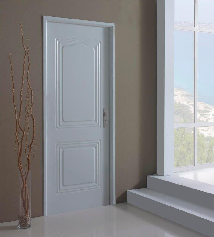 Puerta de entrada metálica serie Eco semiprovenzal blanco /interior liso blanco apertura izquierda 210x89cm - 5