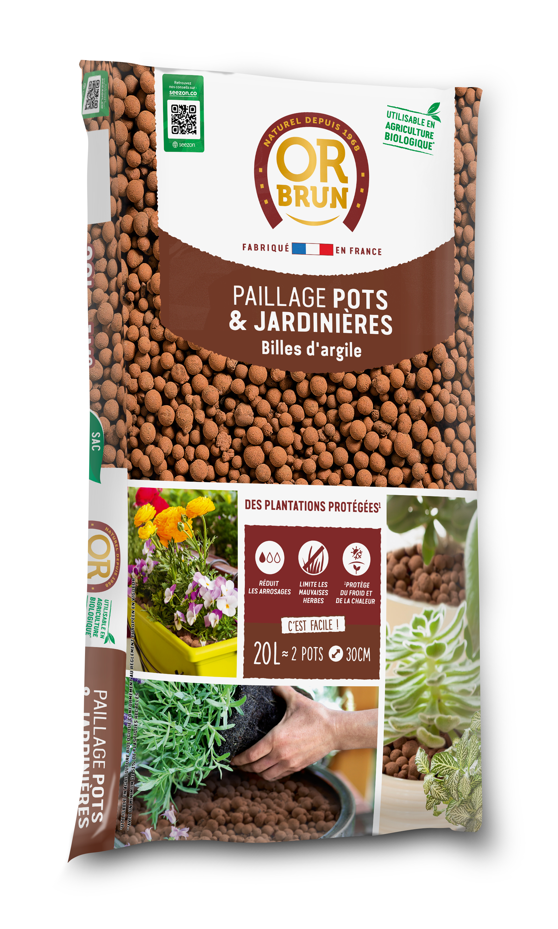 Paillage minéral argile OR BRUN, 20 l - 2