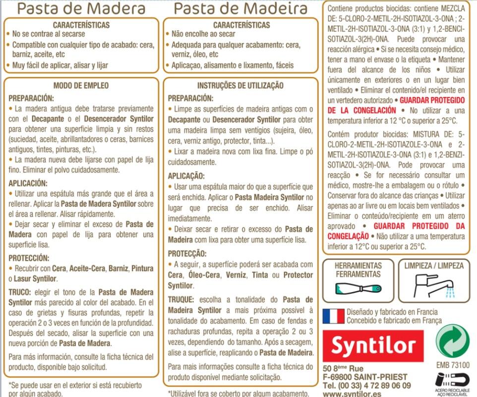 Pasta para madera SYNTILOR 250 gr natural - 5