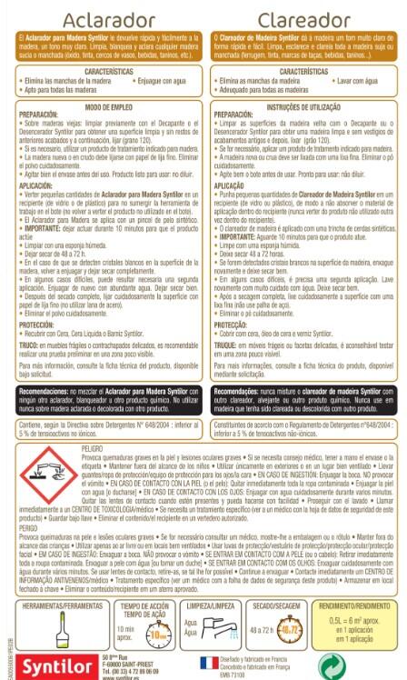 Aclarador de madeira SYNTILOR 500ML - 4