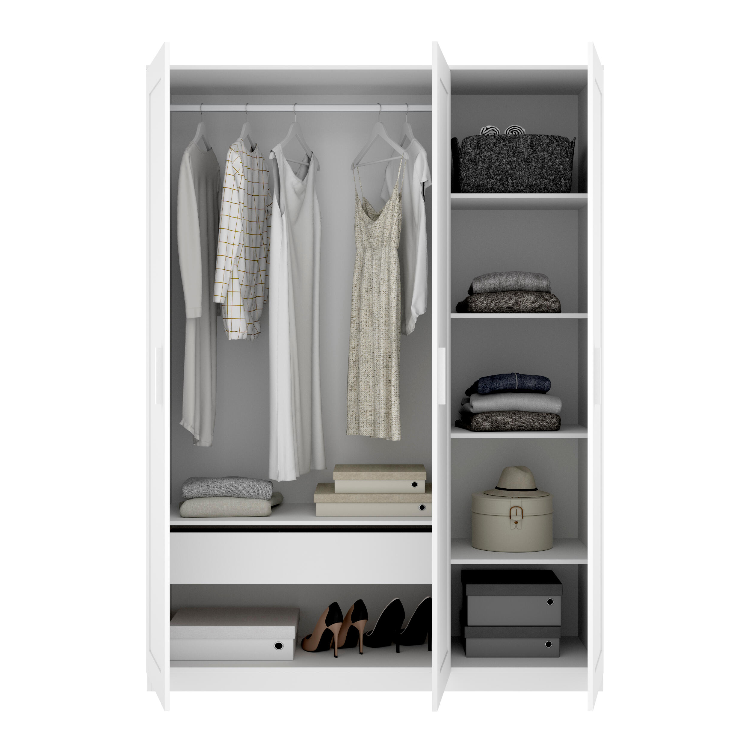 Roupeiro Classic 3 portas 151X52X206CM branco - 4
