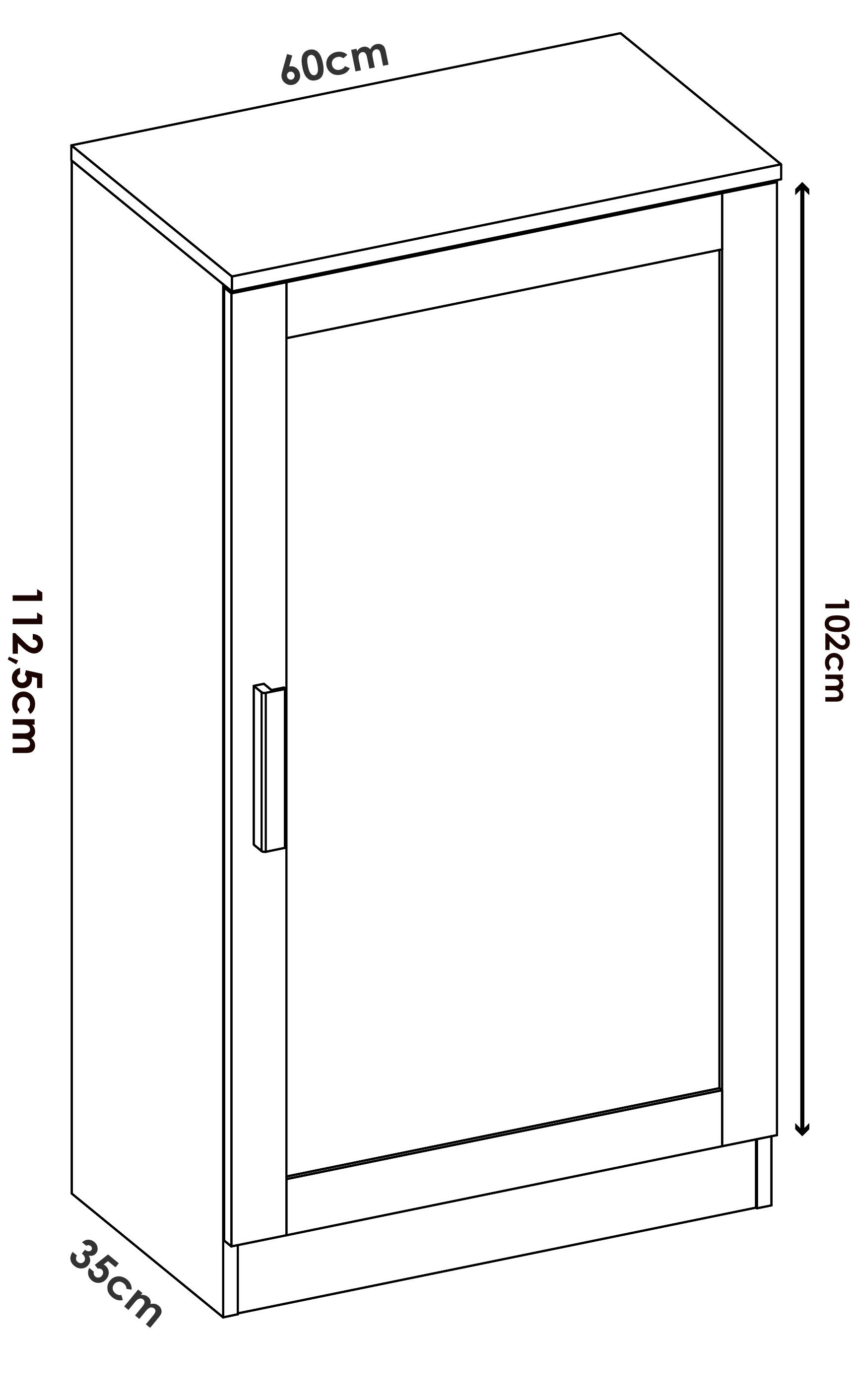 Zapatero Classic con 1 compartimento para 21 pares en melamina color blanco y roble 60x112.6x35 cm - 2