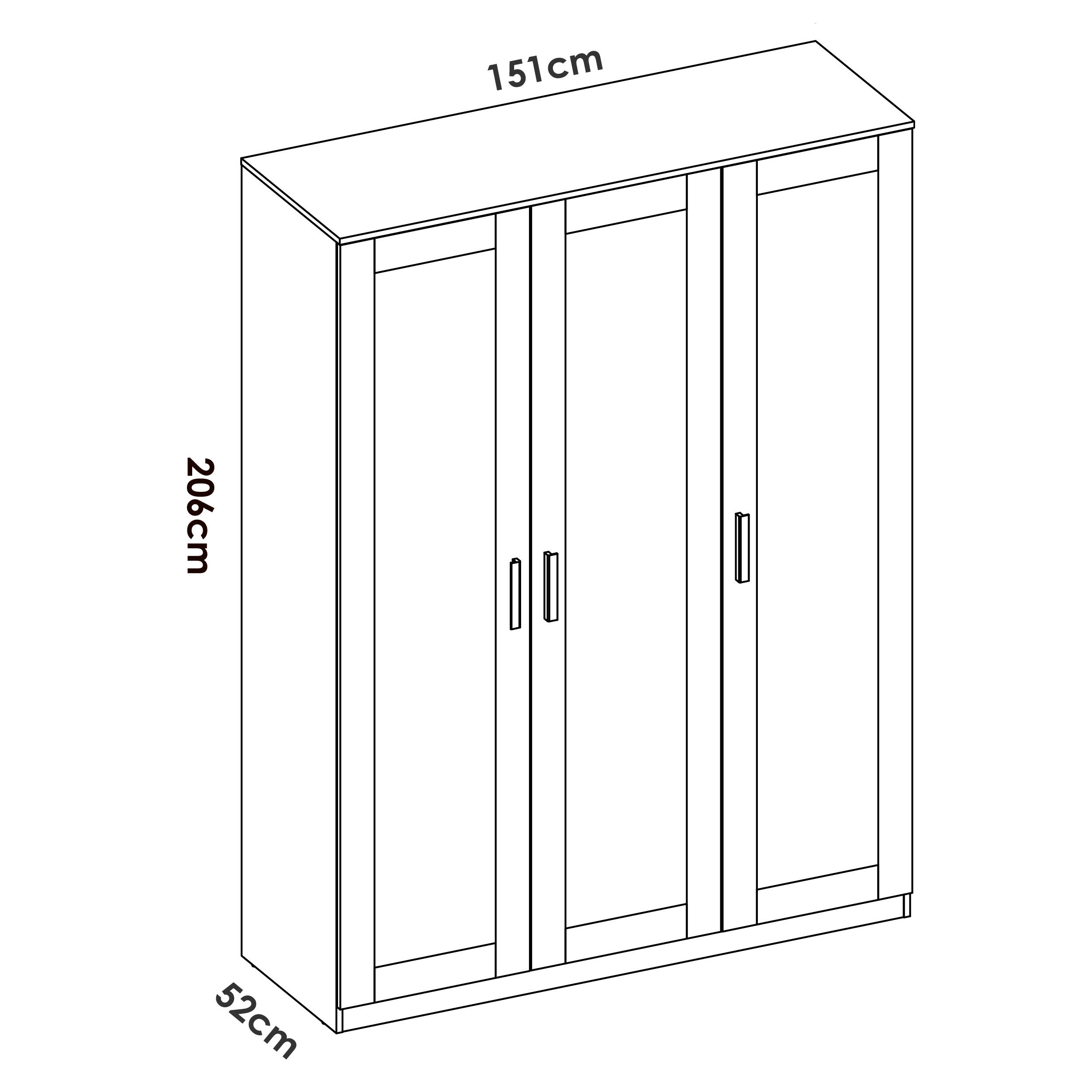 Armario puerta abatible Classic 151x206x52cm con 3 puertas color blanco 1 cajón - 10