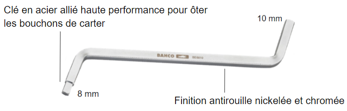 Clé de vidange embout carré 8 et 10 mm BAHCO - 2