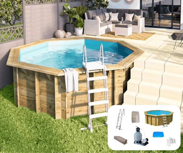 Piscine bois Sunwater one 360 UBBINK, Diam.3.6 x H.1.2 m