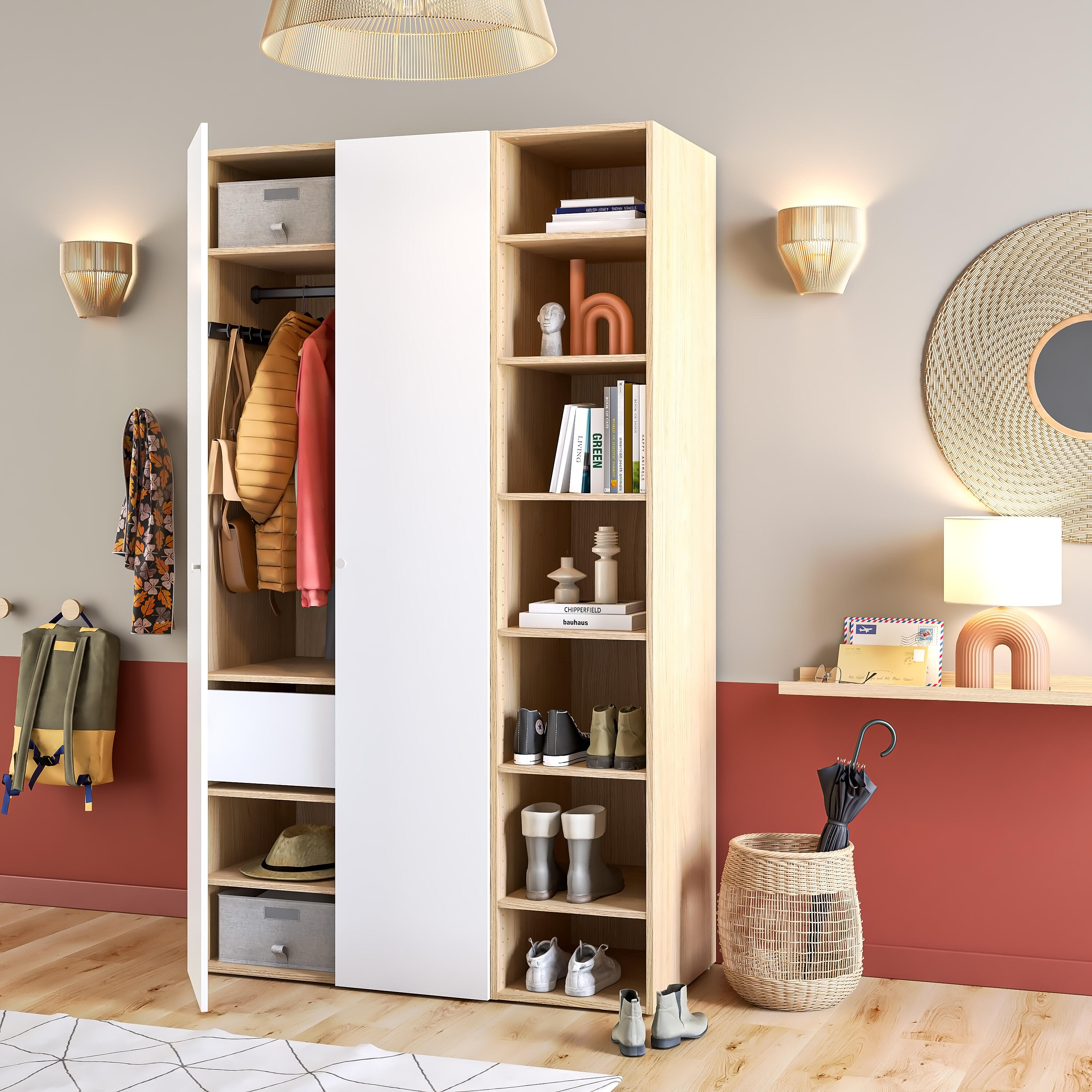 Estante mural en u Spaceo en color roble de 60x10x4,5 cm y carga máx de 5 kg - 2