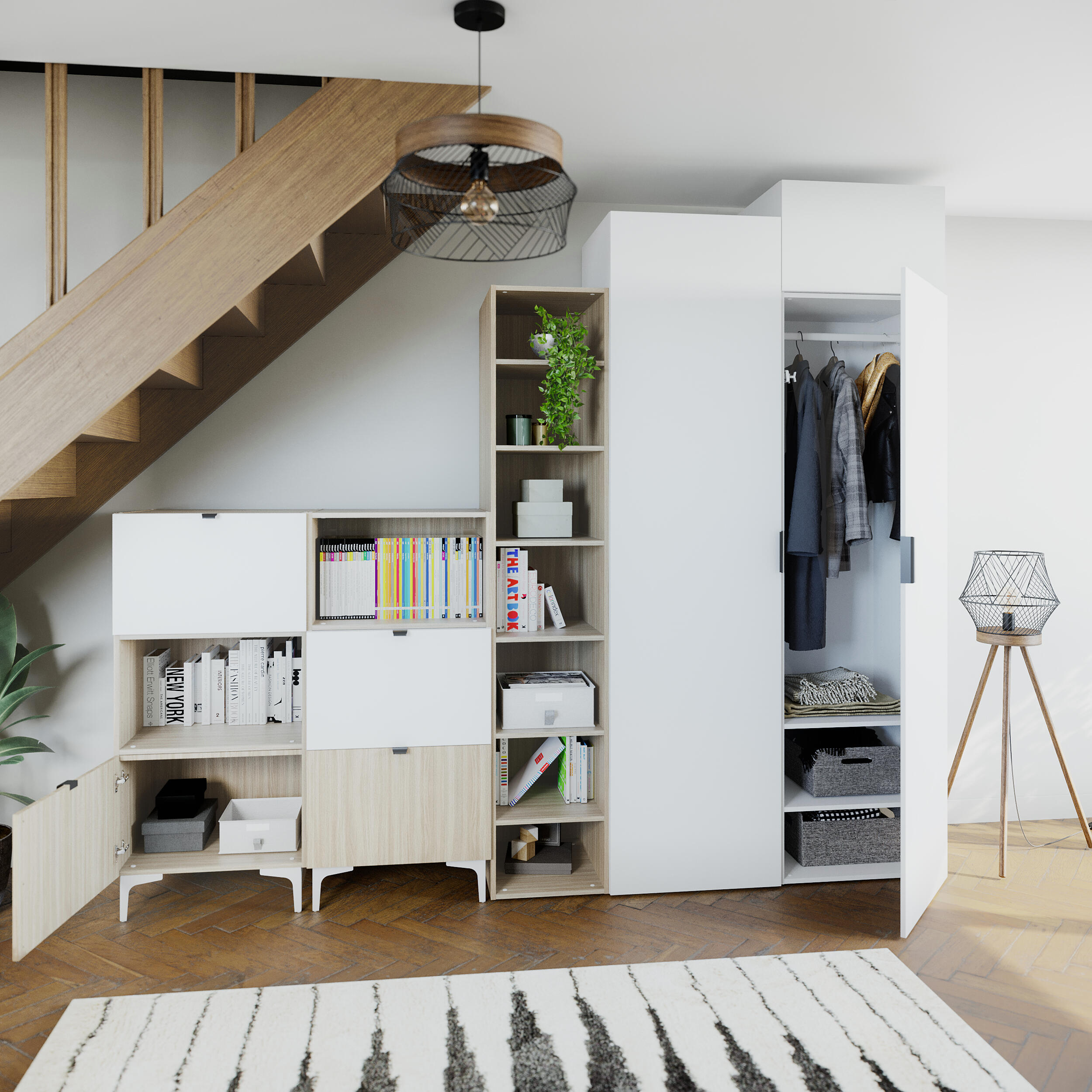 Módulo 230,4x60x54 cm branco Spaceo Evo'M - 9