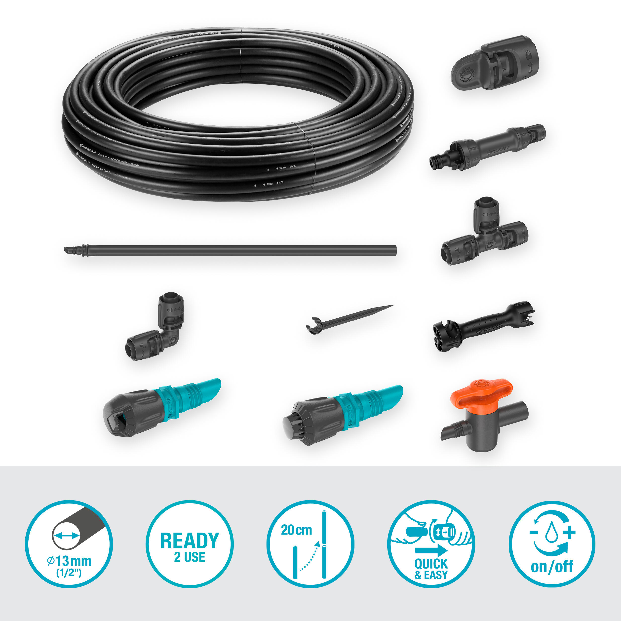 Kit d'arrosage goutte-à-goutte pour potagers jusqu'à 60 m2 GARDENA 13450-20 - 2