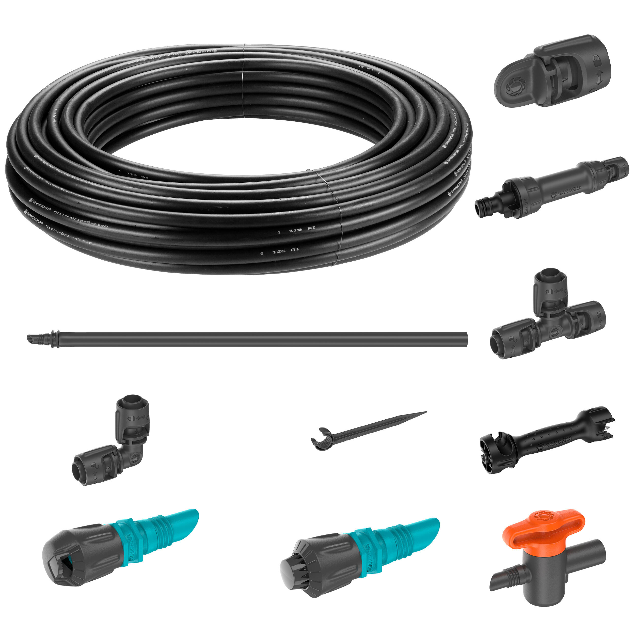 Kit de riego por goteo gardena con 60m de tubería indicado para huerto y jardín, maceta, terraza