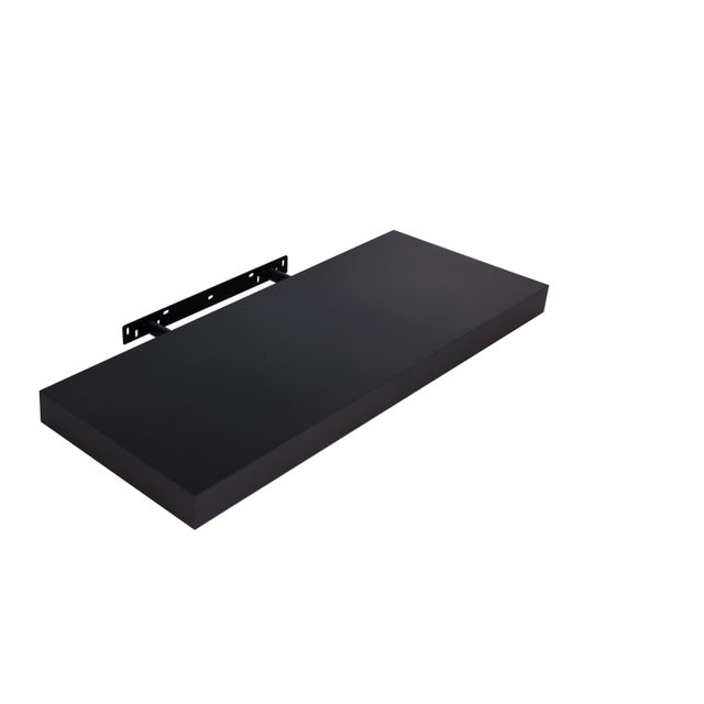 Etagère murale noire SPACEO, L.60 cm x P.23.5 cm, Ep.3.8 cm