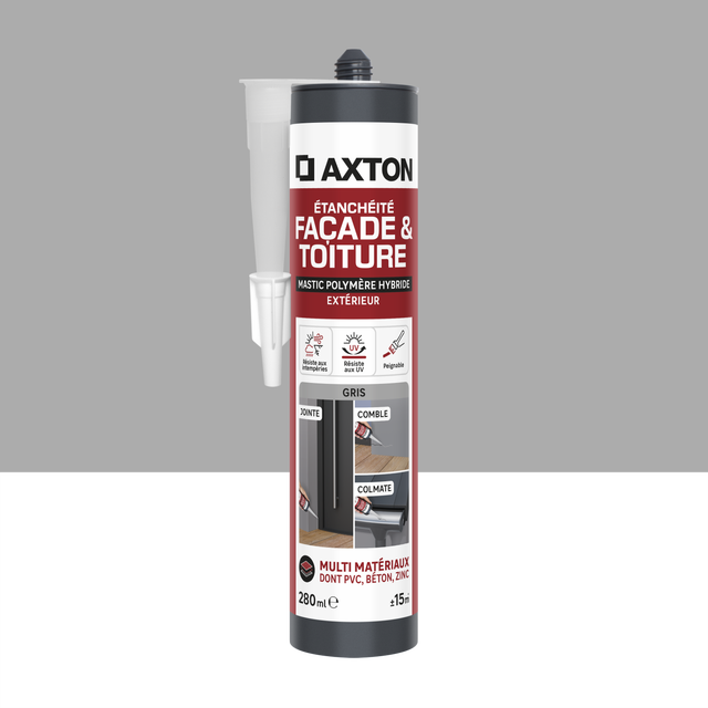 Mastic d'étanchéité Façade toiture gouttière AXTON gris 280ml