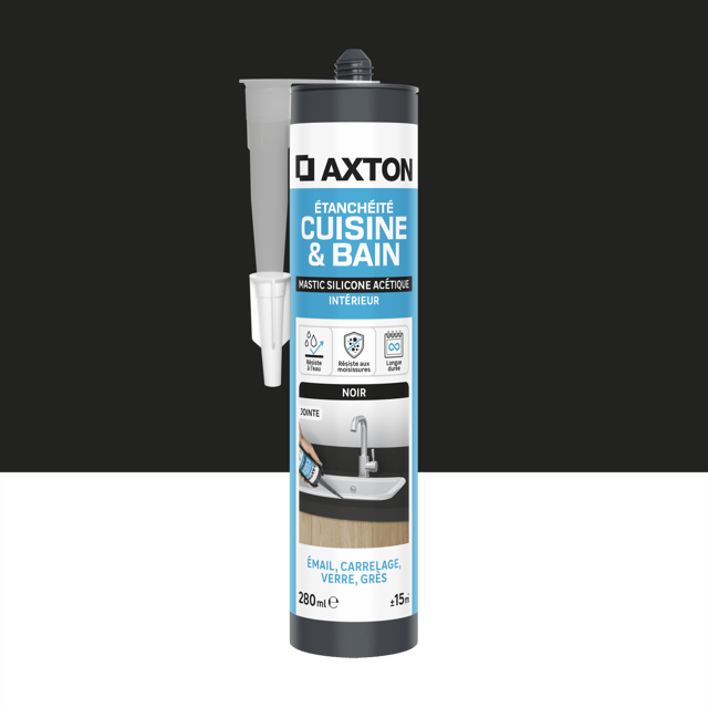 Mastic d'étanchéité Cuisine et bain AXTON noir, 280 ml