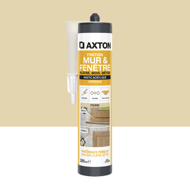 Mastic d'étanchéité Murs et fenêtres AXTON pierre, 280 ml