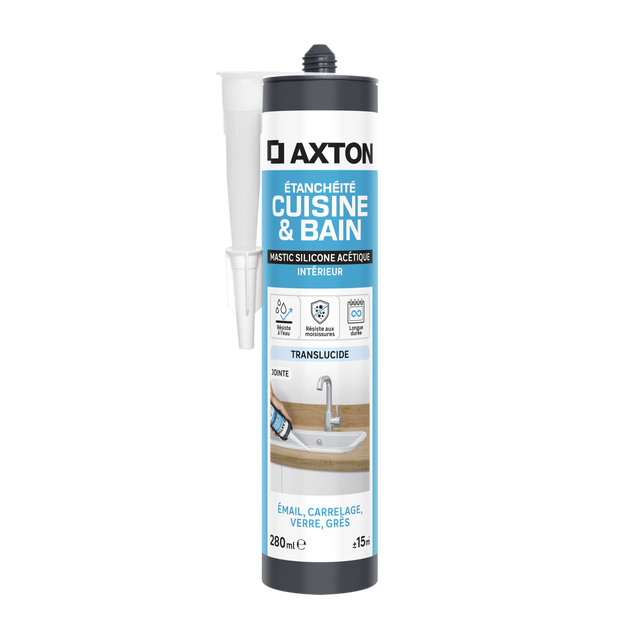 Mastic d'étanchéité Cuisine et bain AXTON transparent, 280 ml