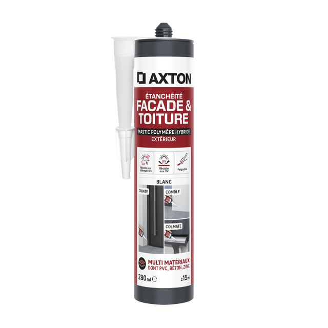 Mastic d'étanchéité Façade toiture gouttière AXTON blanc 280ml
