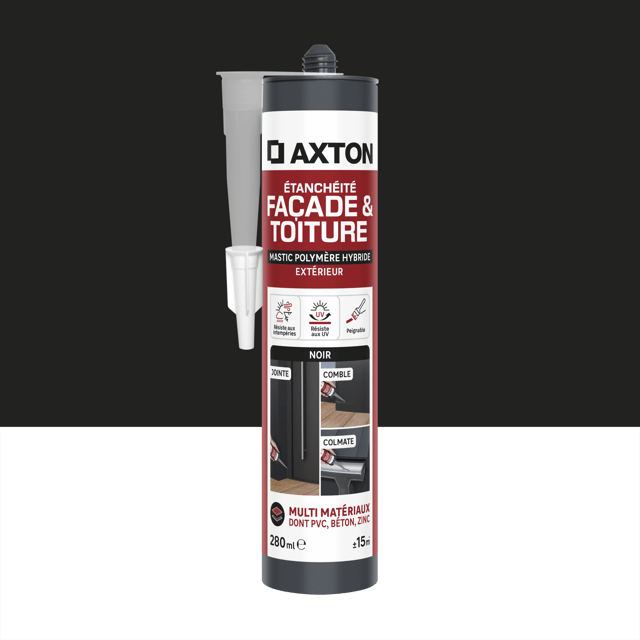 Mastic d'étanchéité Façade toiture gouttière AXTON noir, 280 ml