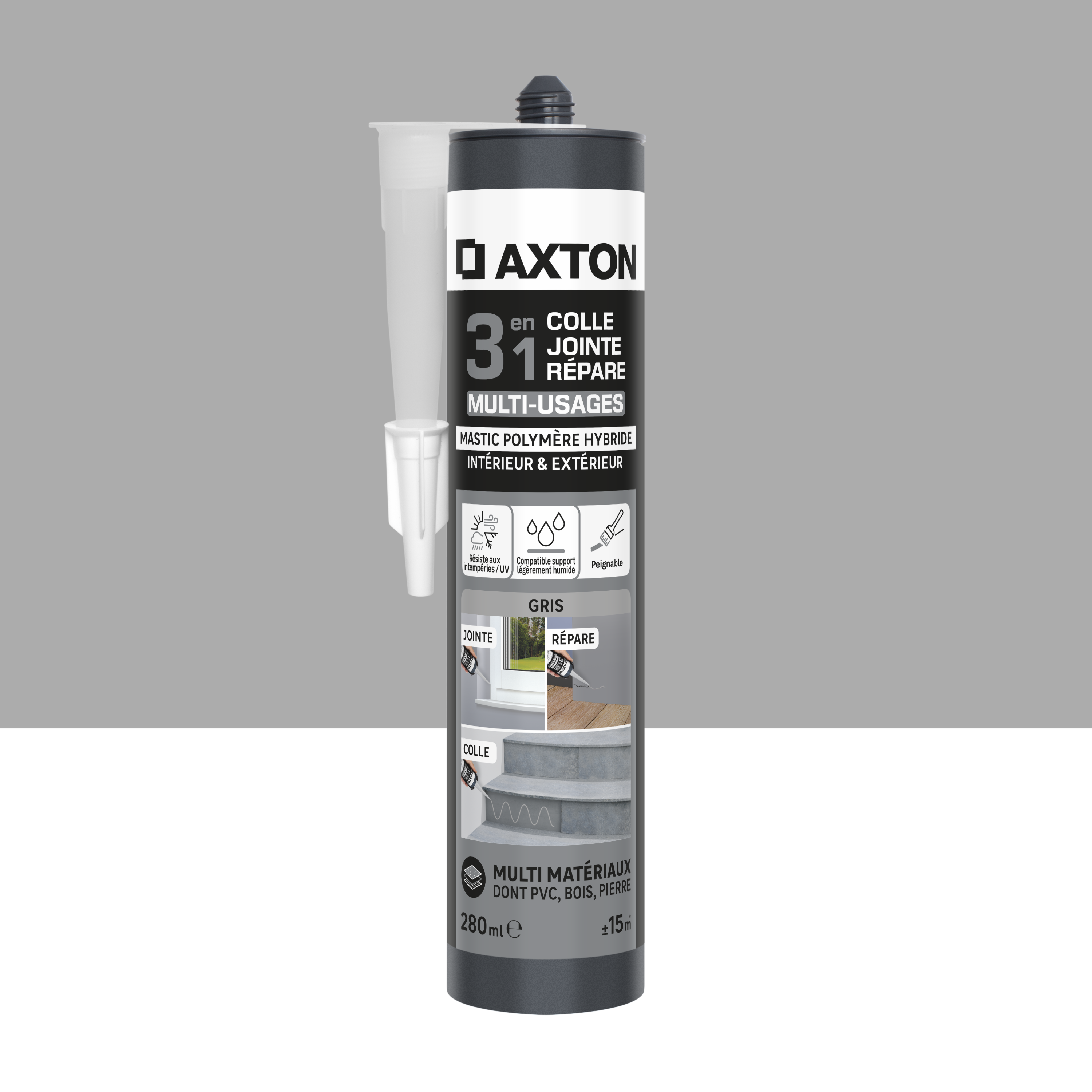 Lot De 2 Mastics D'étanchéité Murs Et Fenêtres AXTON, Blanc, 280 Ml | Leroy Merlin