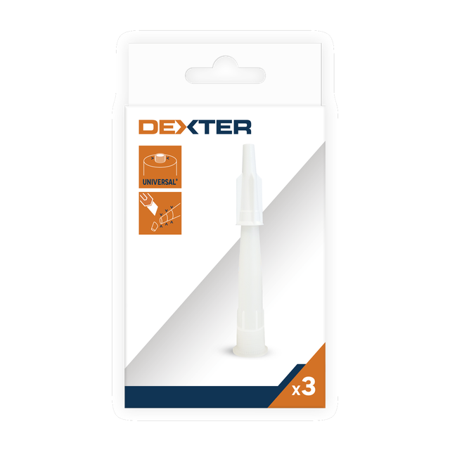 Lot de 3 canules pour pistolet mastic DEXTER, blanc
