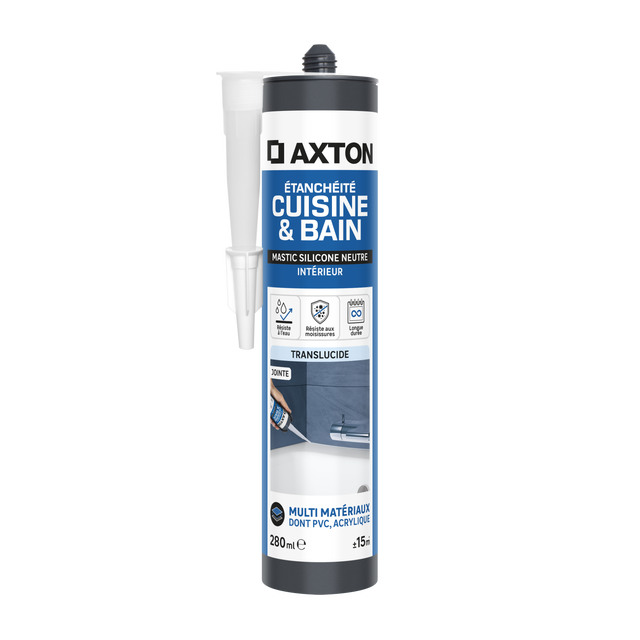 Mastic d'étanchéité Cuisine et bain neutre AXTON transparent 280ml