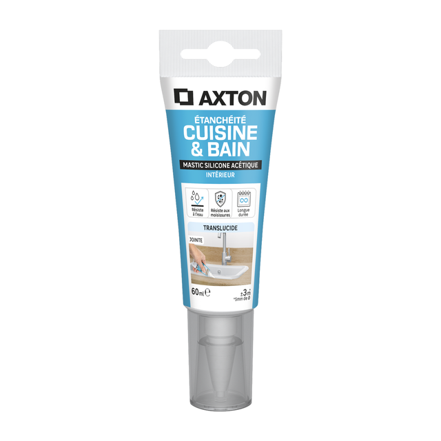Mastic d'étanchéité Cuisine et bain AXTON transparent, 60 ml