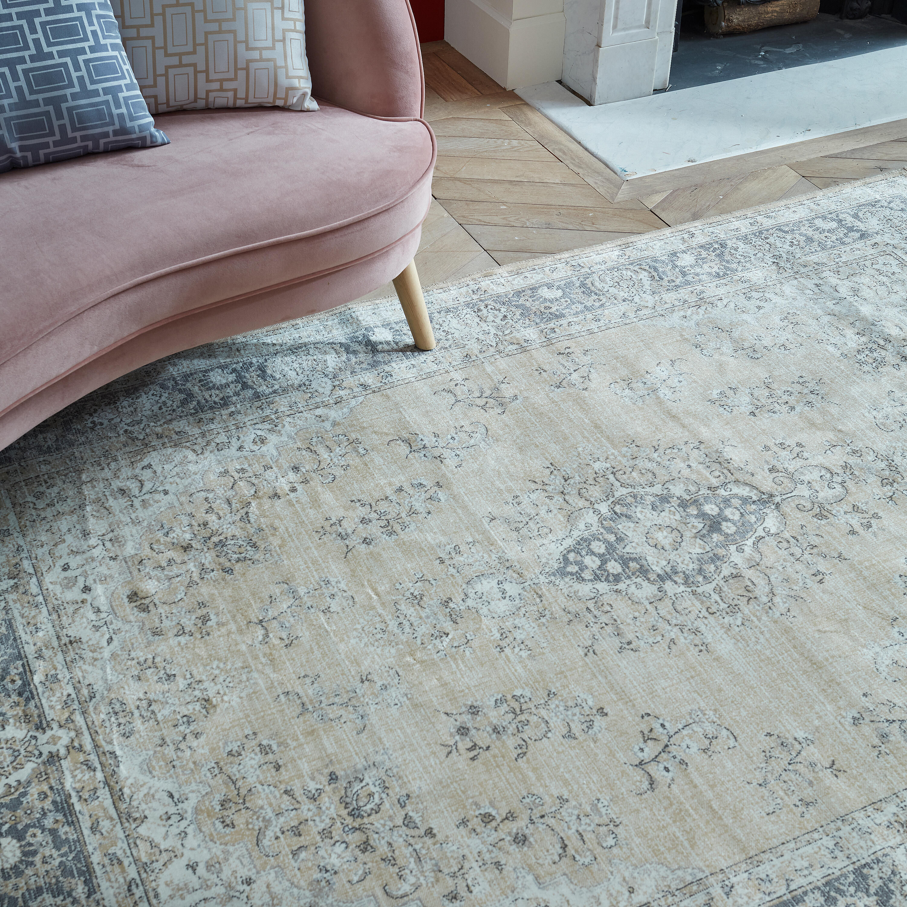 Alfombra viscosa Elista 160x230cm pelo corto INSPIRE oriental beige - 9