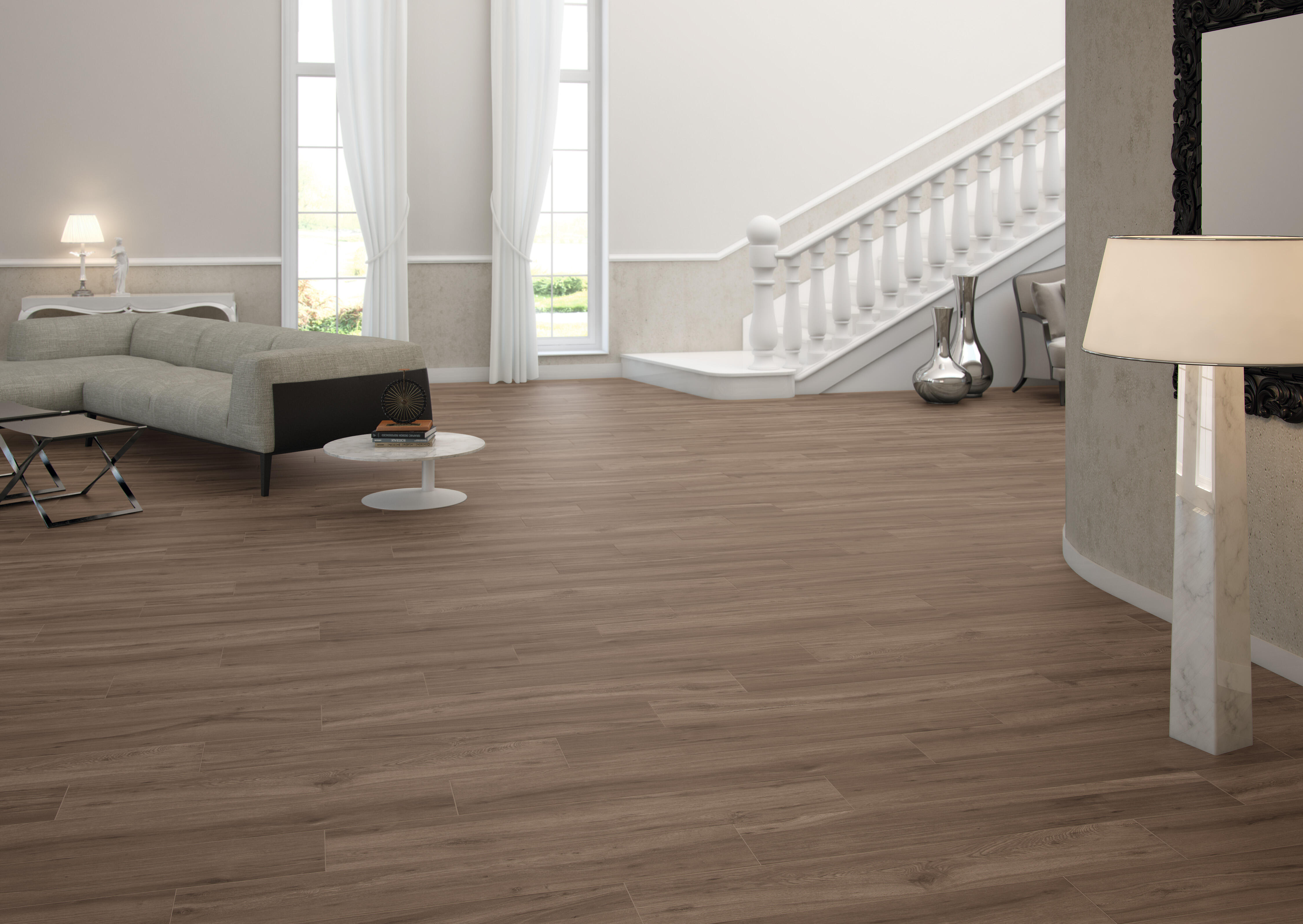 Suelo porcelánico Nordic efecto madera nogal 22.5x90 cm C1 ARTENS - 4