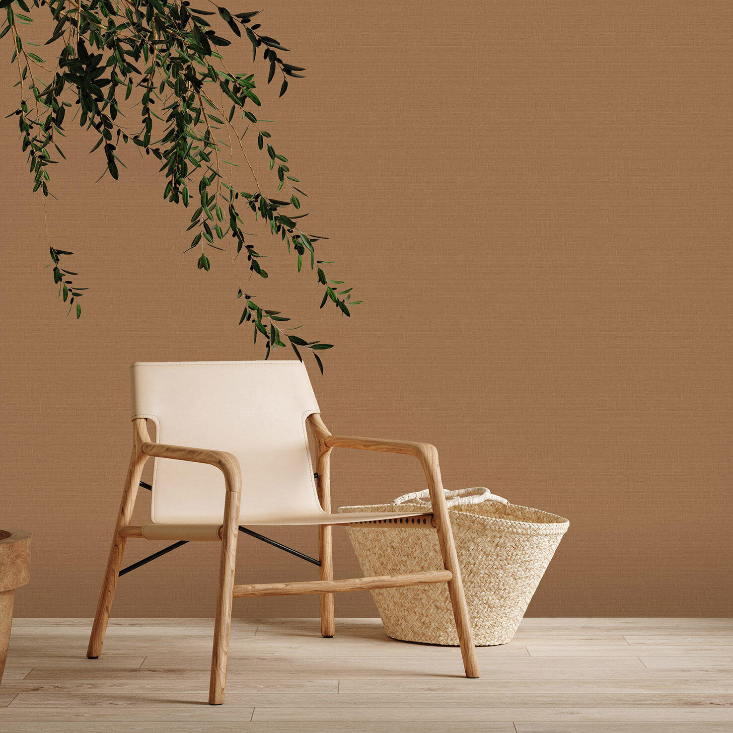 Papier peint intissé Abaca craft orange | Leroy Merlin