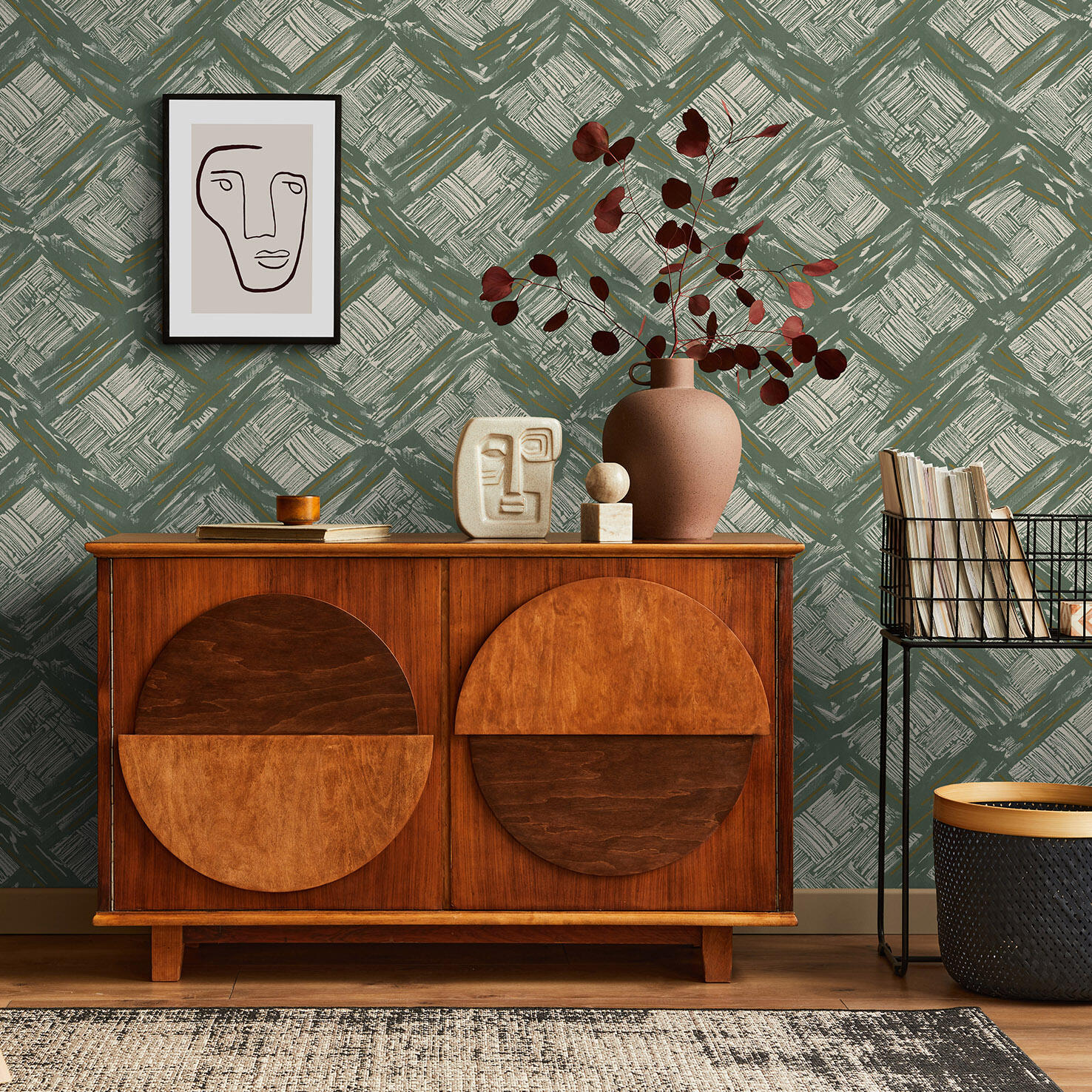 Papier peint intissé Abaca boho vert | Leroy Merlin