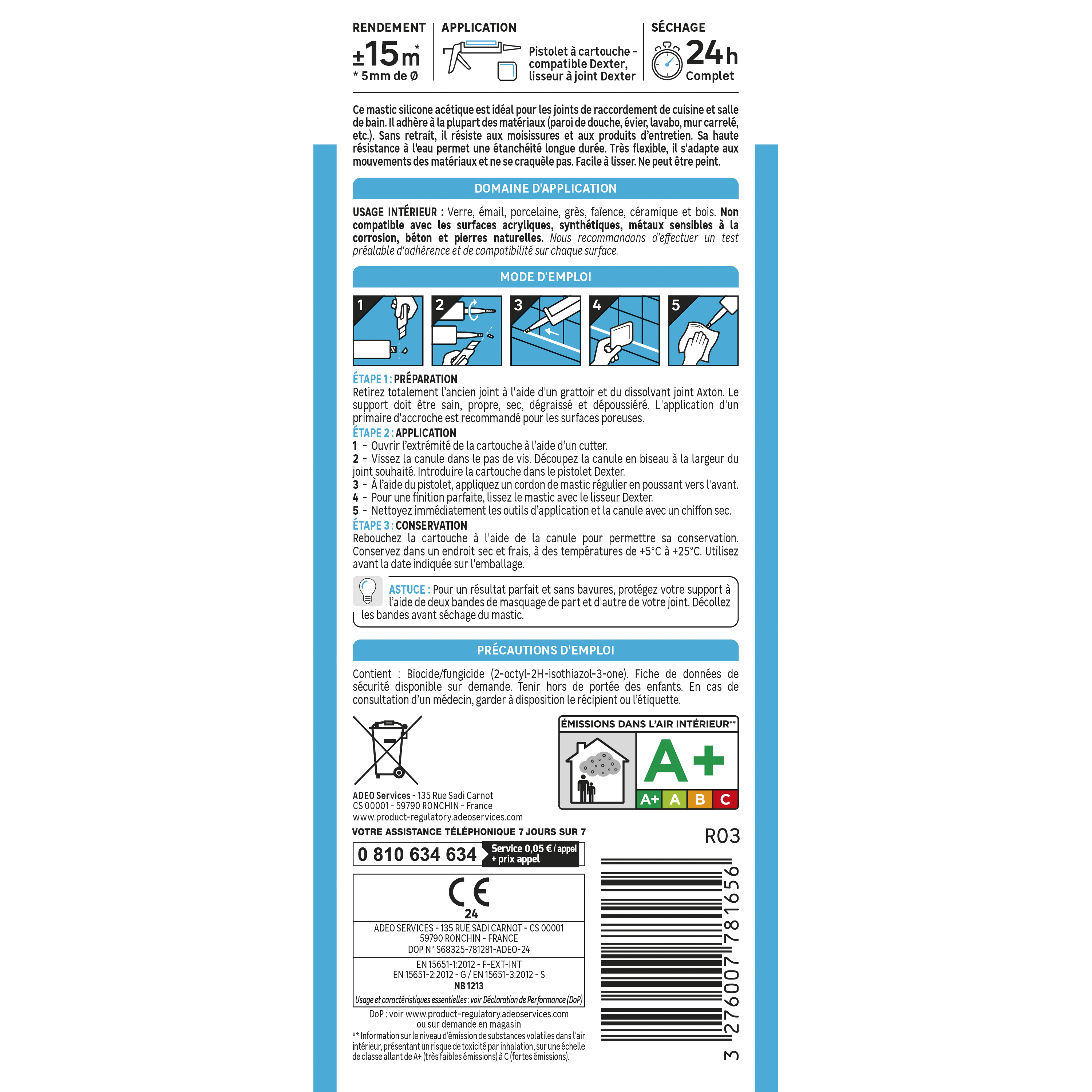 Mastic silicone AXTON, blanc, 280 ml - 5