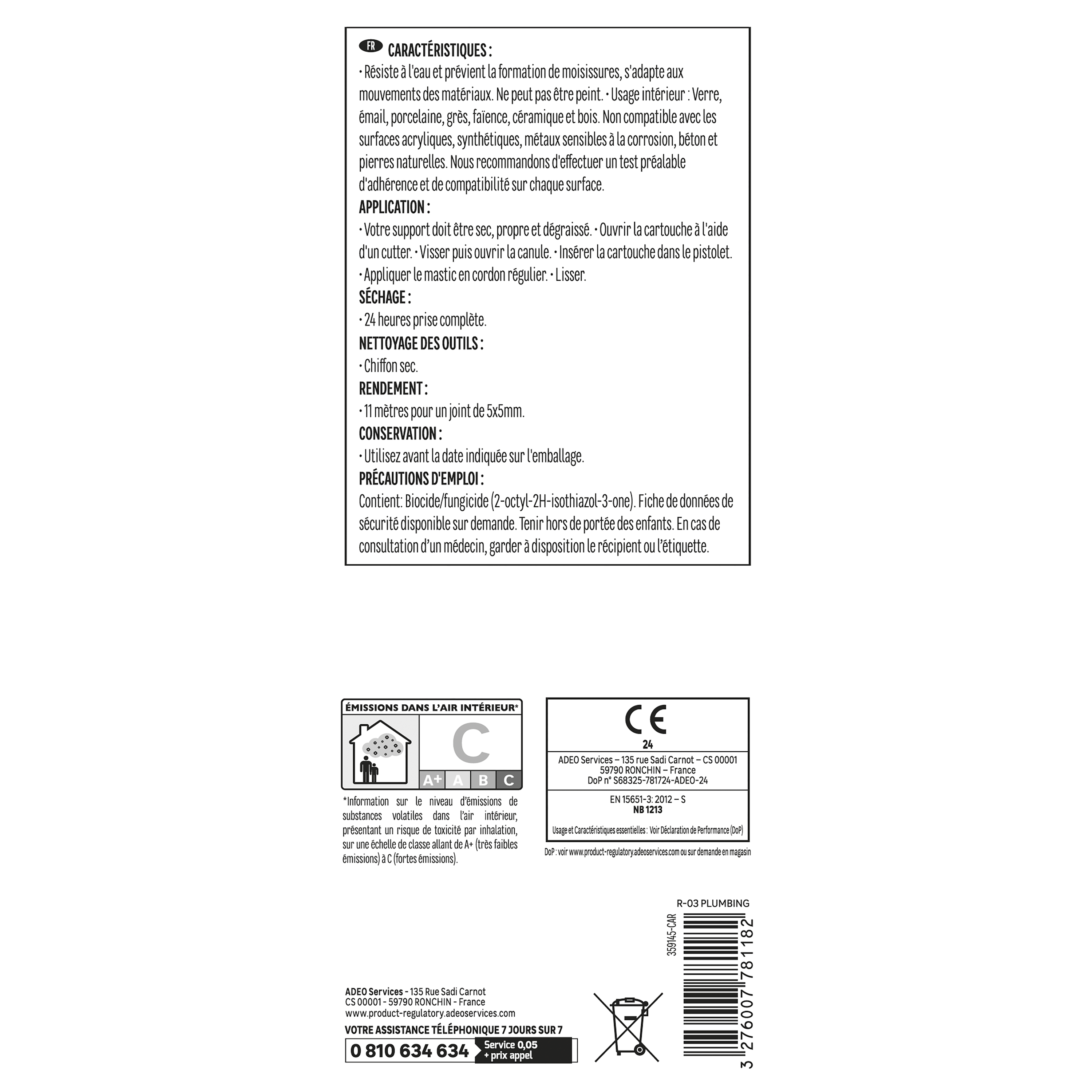 Mastic cuisine et bain 280ml, blanc - 2