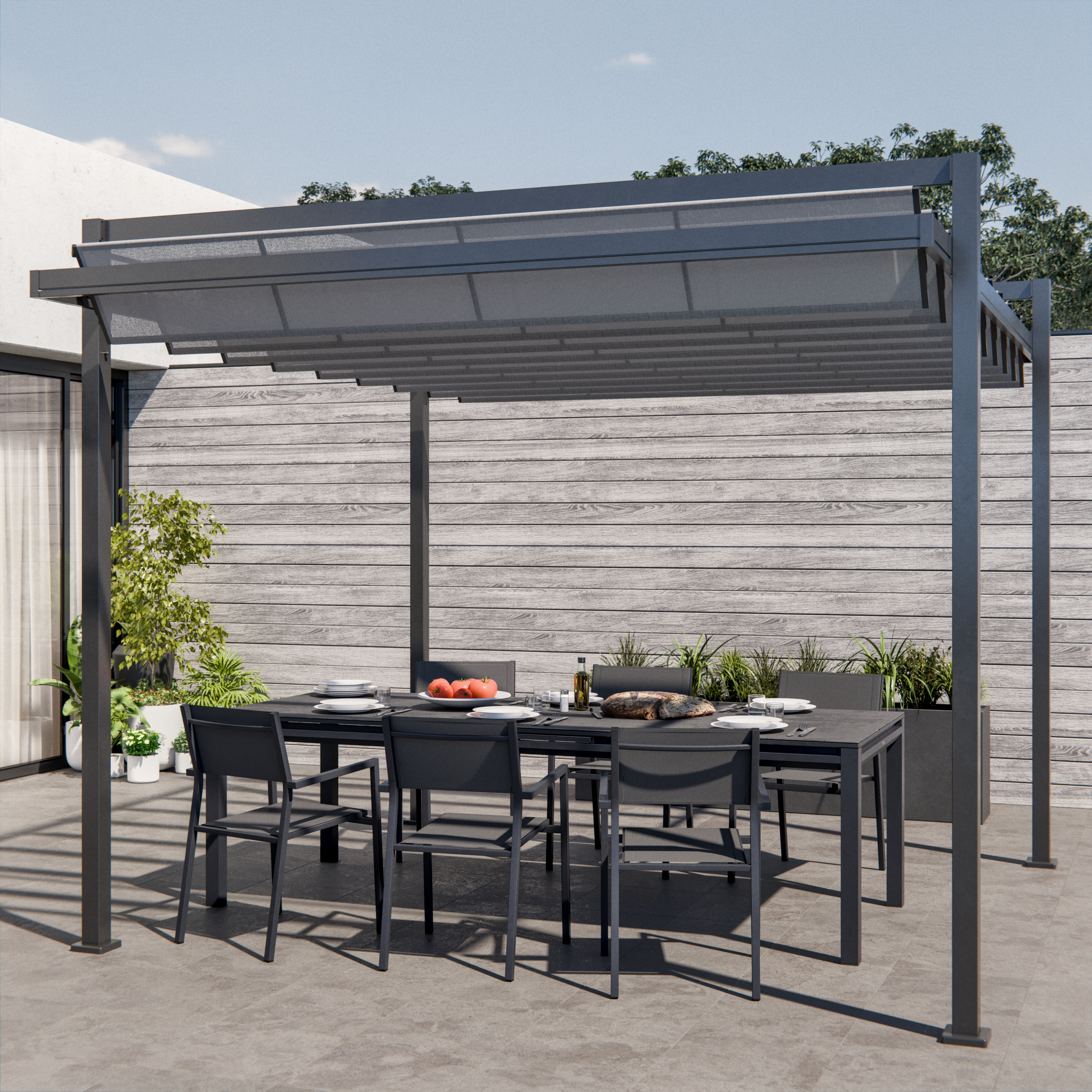 Mesa de alumínio NATERIAL ODYSSEA 256/320X100X75CM ANTRACITE - 17