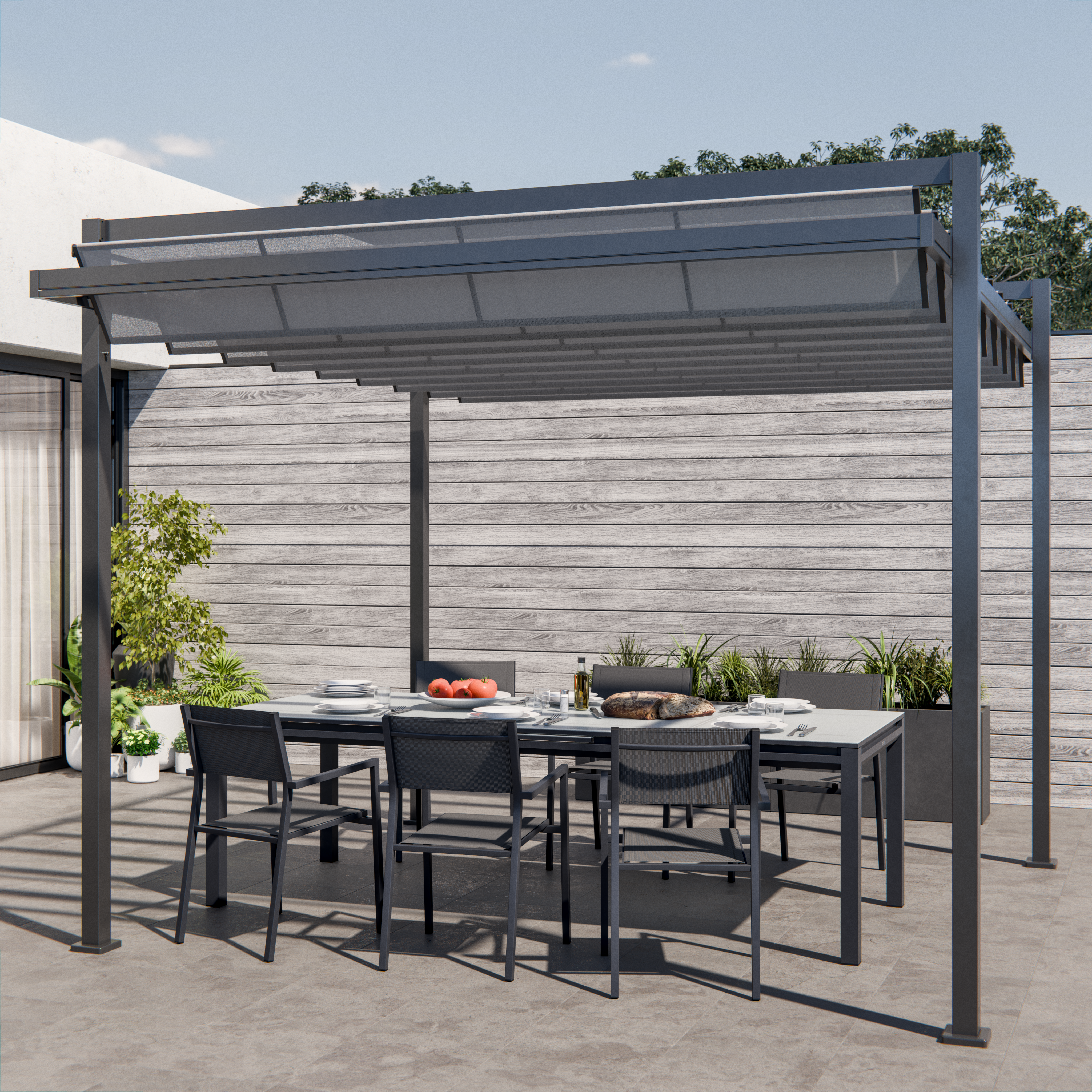 Mesa de alumínio NATERIAL ODYSSEA II EASY VIDRO 256/320X100CM ANTRACITE - 18