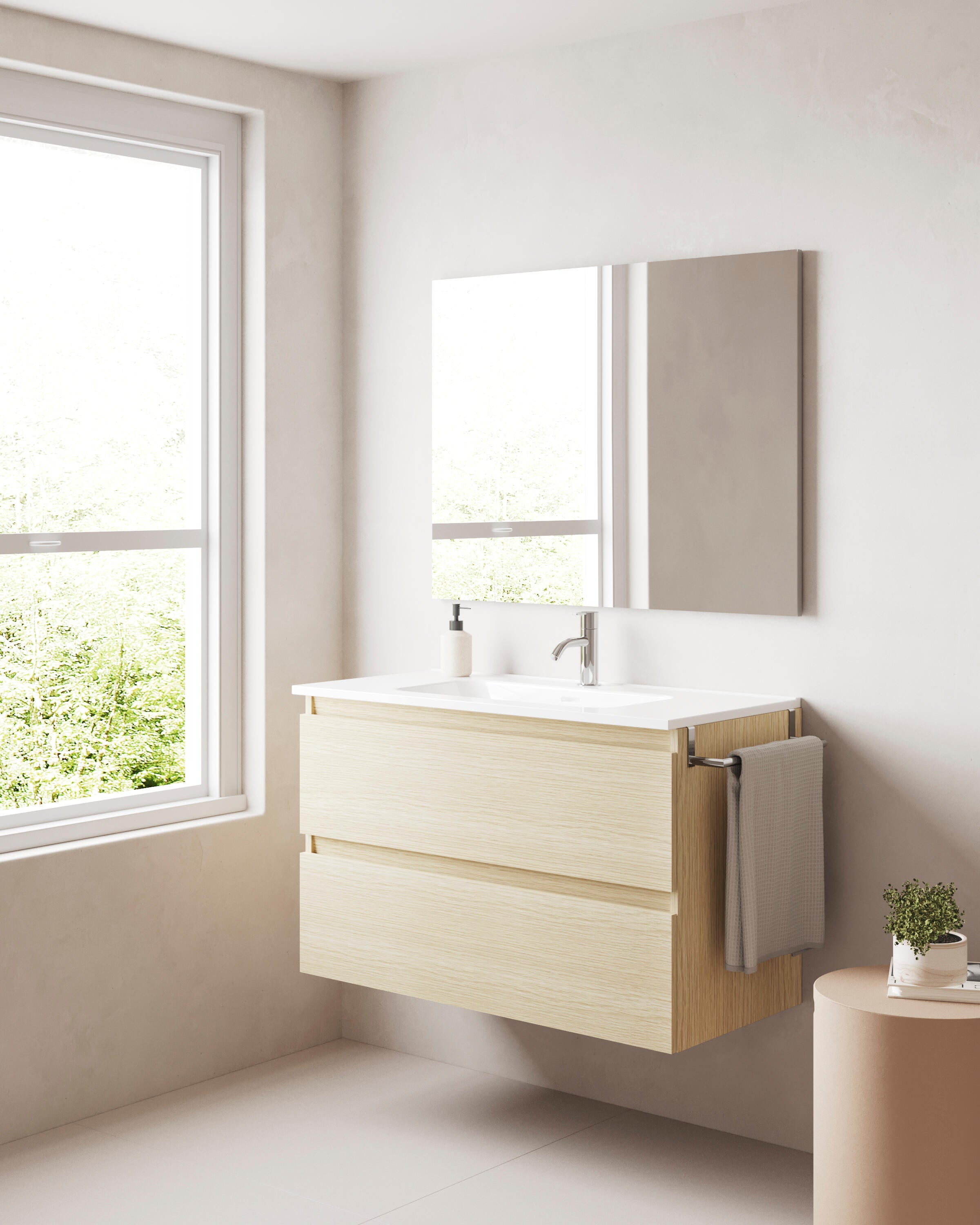 Mueble de baño con lavabo becco marrón 90x45 cm