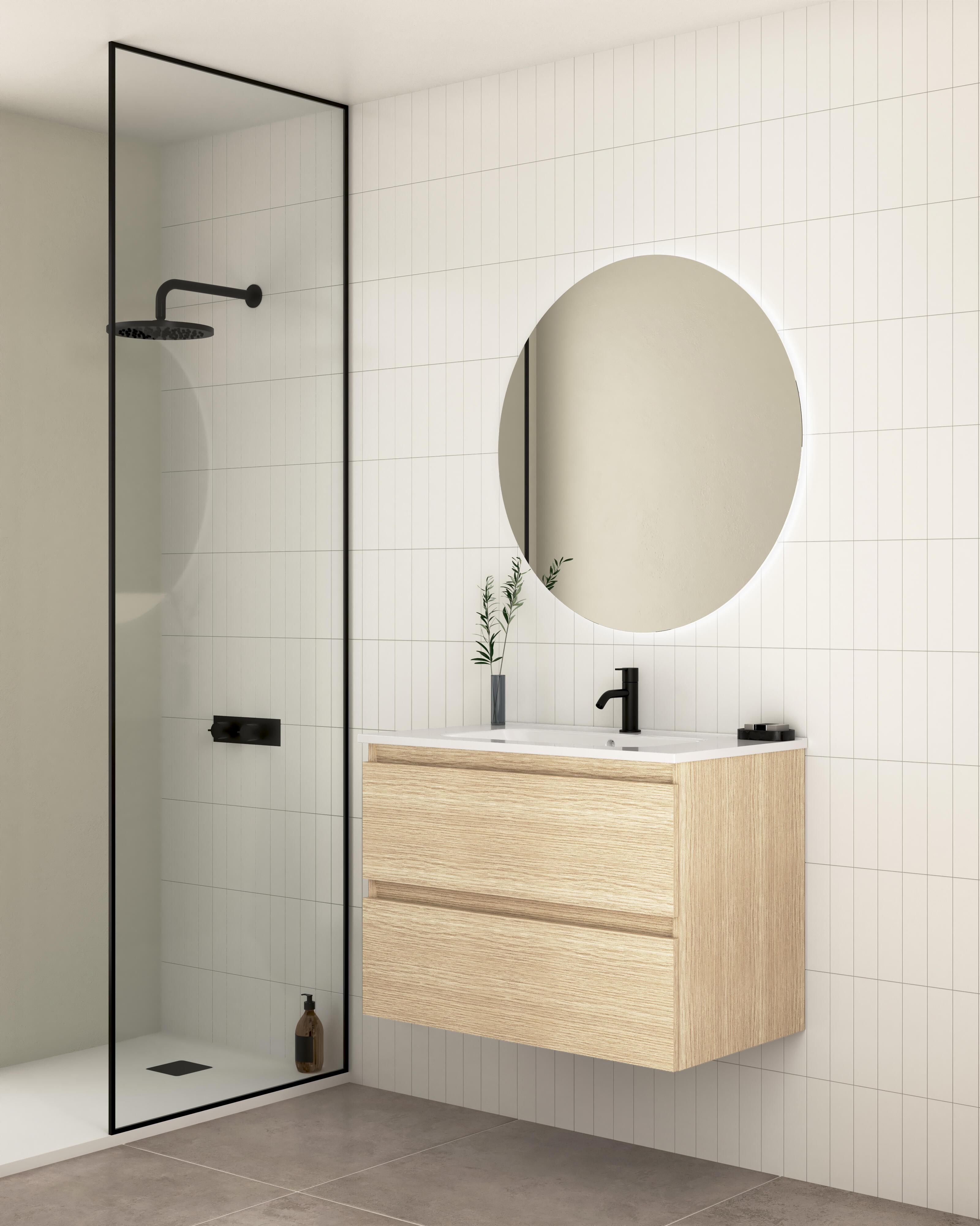 Mueble de baño con lavabo becco marrón 70x45 cm