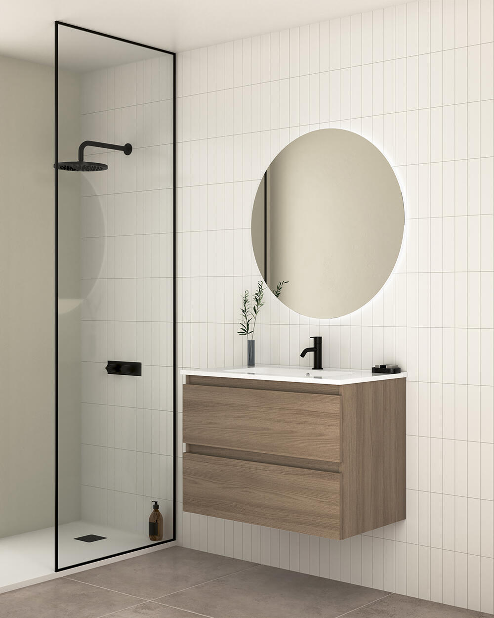 Mueble de baño con lavabo becco marrón 70x45 cm