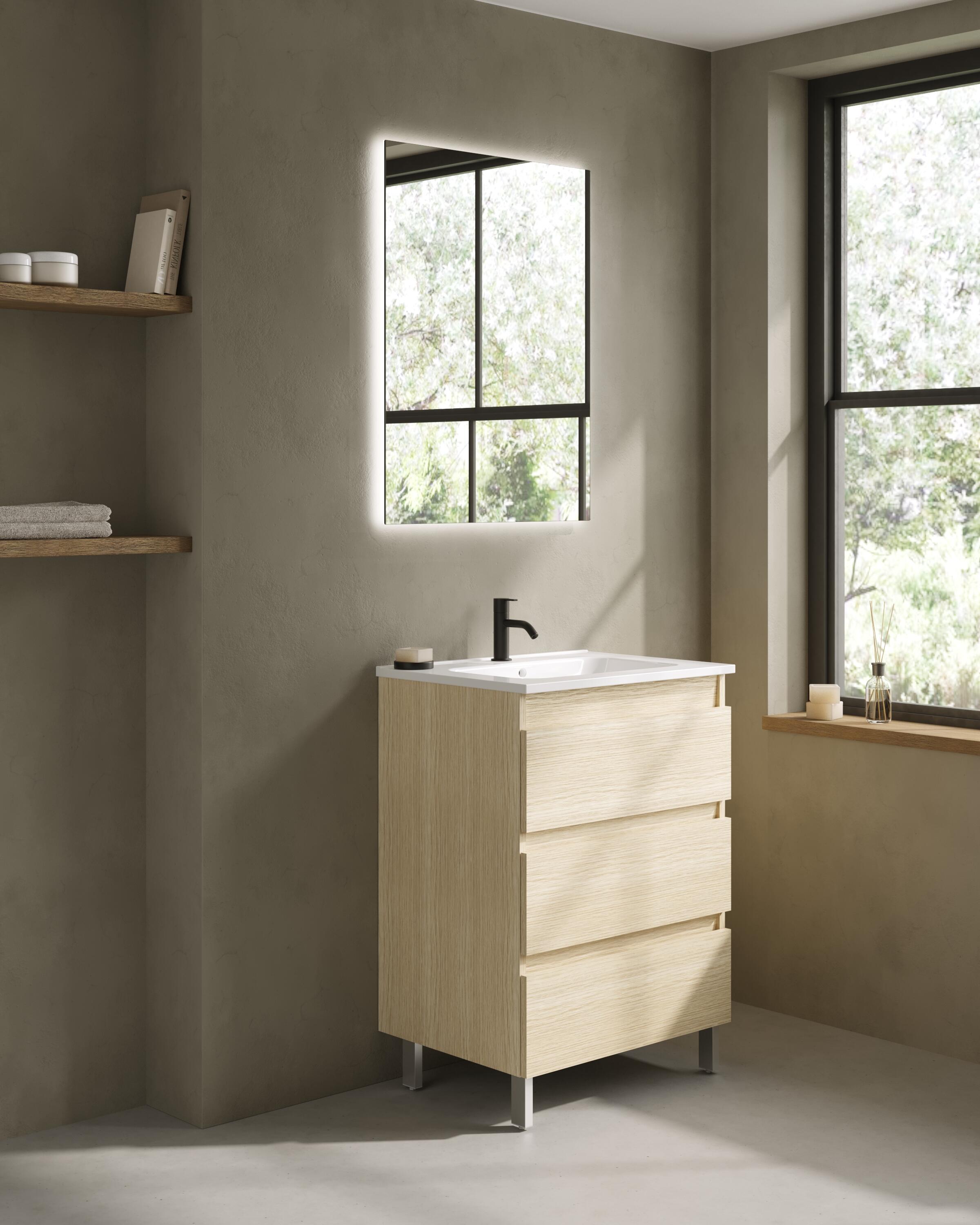 Mueble de baño con lavabo becco marrón 60x45 cm