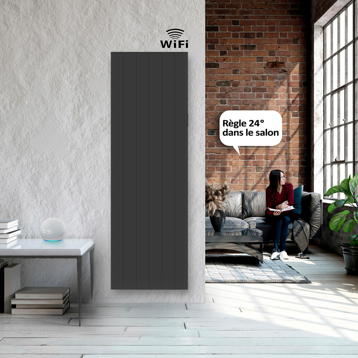 Radiateur/Sèche-serviettes électrique connecté à inertie sèche 2000 W HJM AVA V - 3