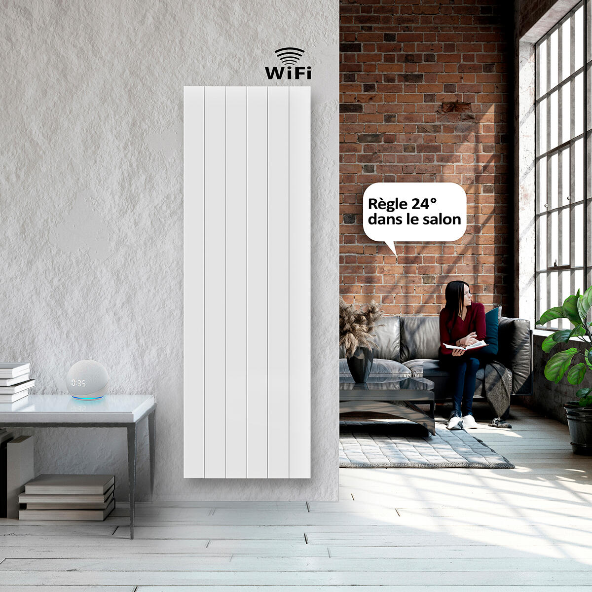 Radiateur électrique connecté à inertie sèche 2000 W HJM AVA V WIFI - 2