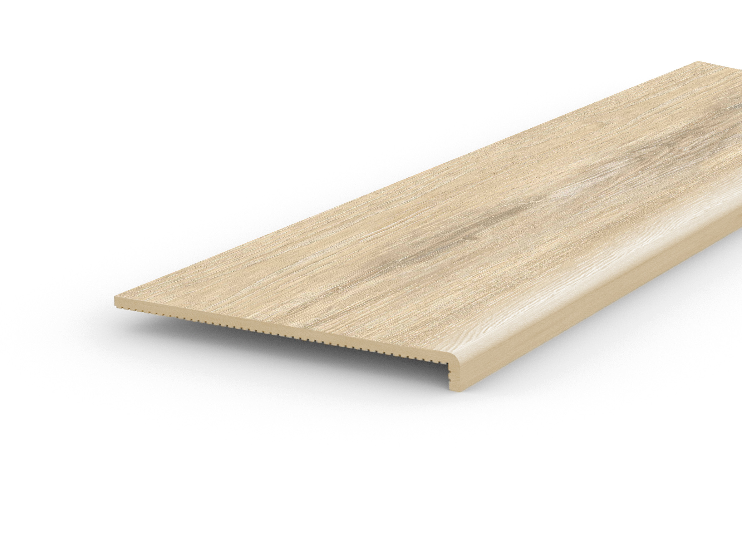 Pack de 2 peldaños gres porcelánico underwood efecto madera beige 120x32cm espesor 50mm