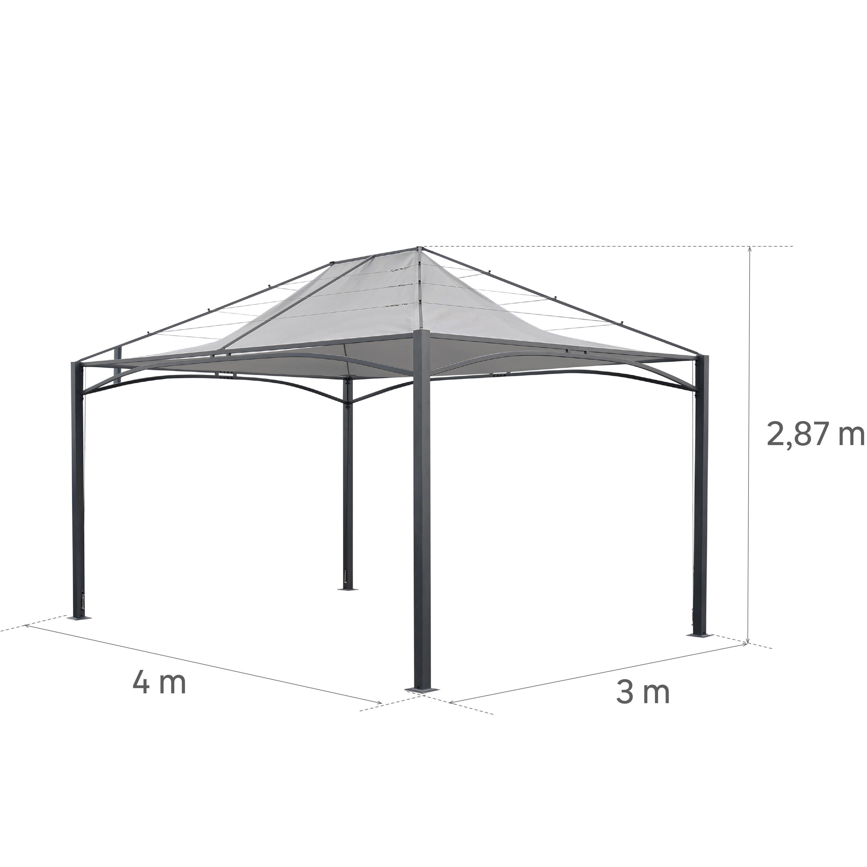 Pergola in acciaio grigio 4 x 3 m - Botam NATERIAL - 6