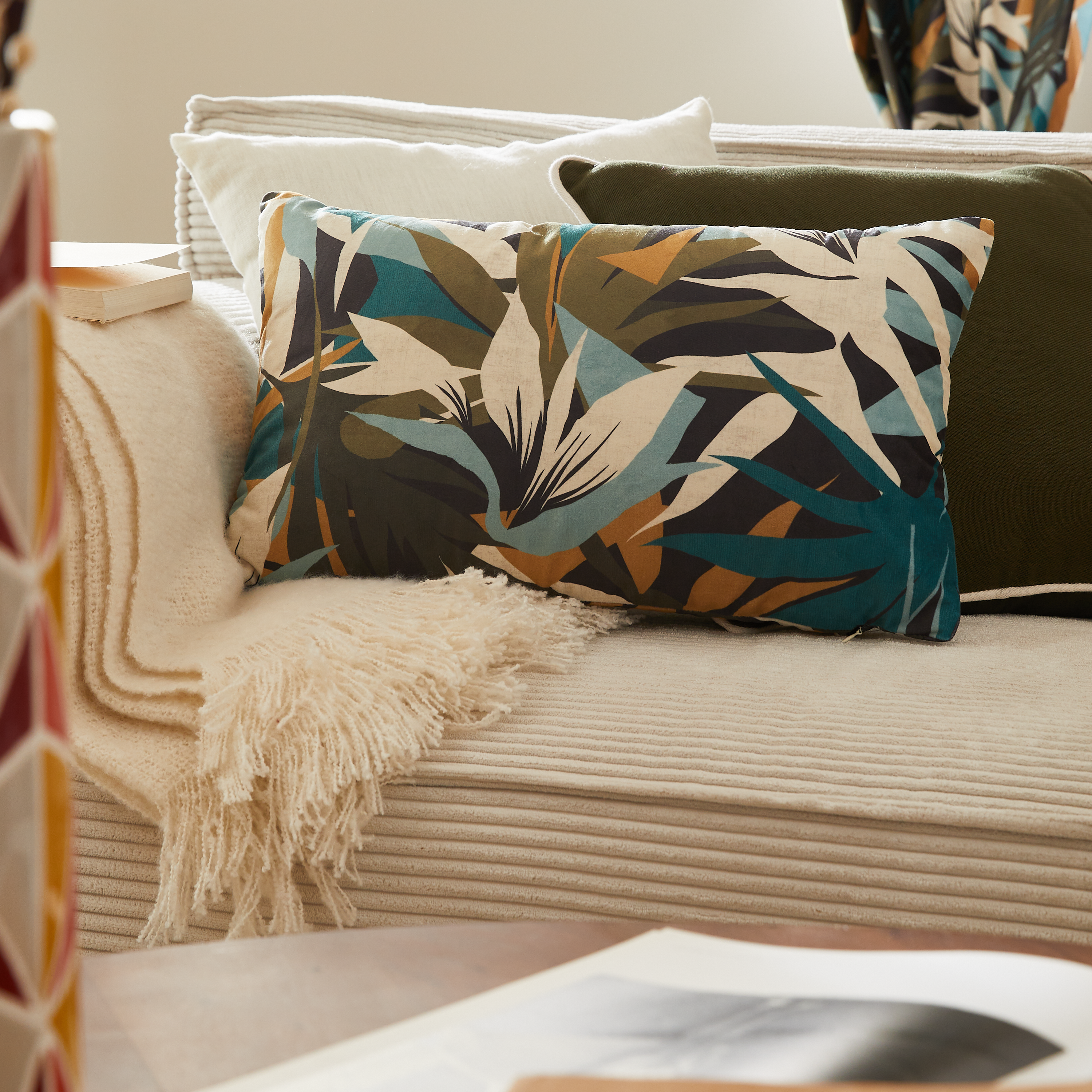 Cojín decorativo rectangular Cottage Navia terciopelo poliéster multicolor INSPIRE 30x50cm - 3