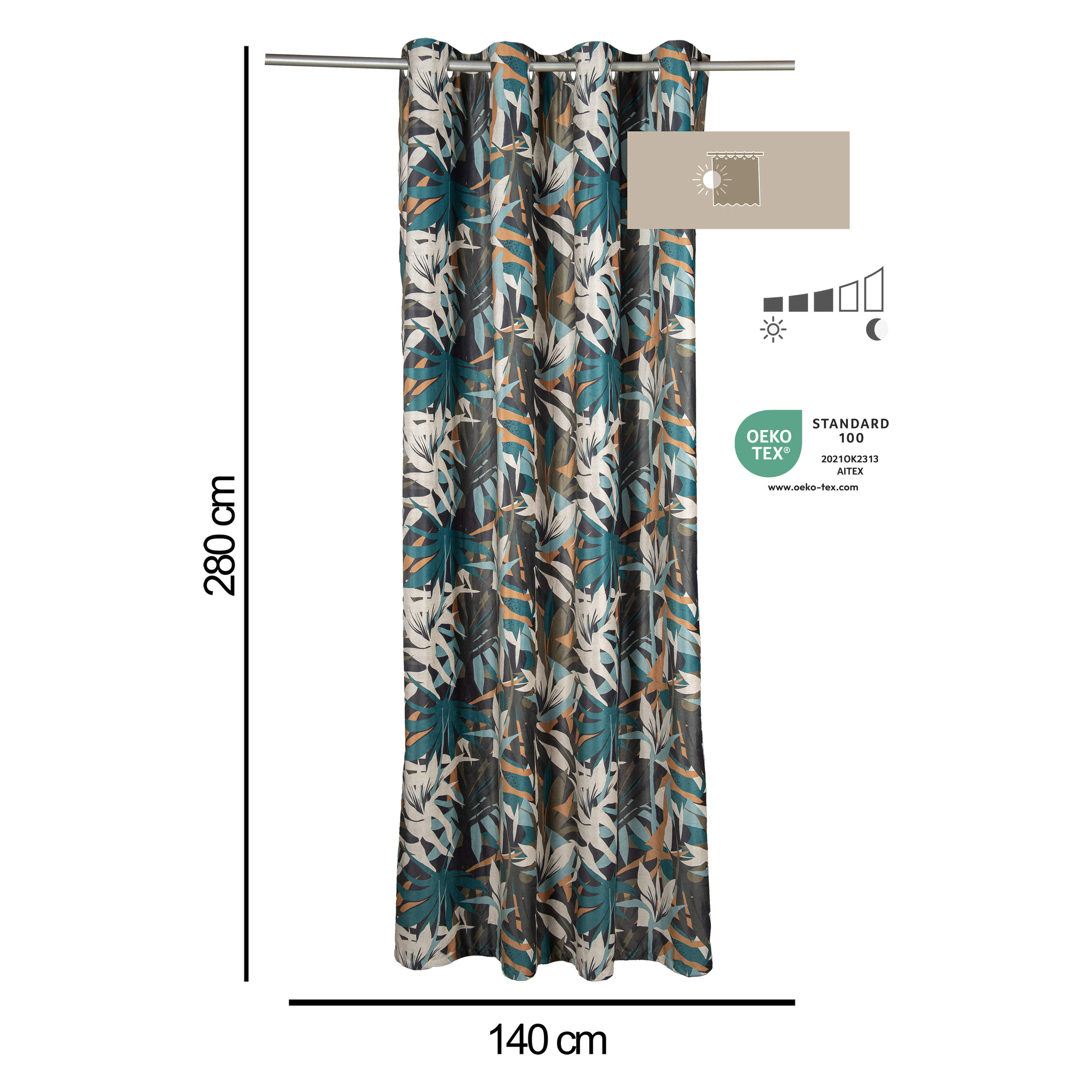 Cortinado ilhós Navia 140x280cm multicor Inspire - 8